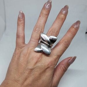 VINTAGE ITALY STERLING SILVER 925 HAN SIGNED MODERNIST RING SIZE 6